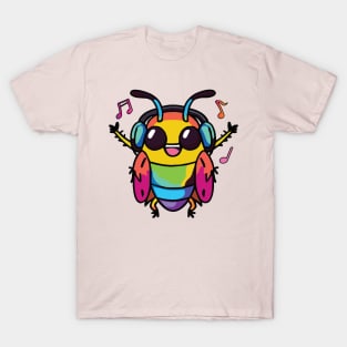 Happy cockroach or roach with headphones T-Shirt